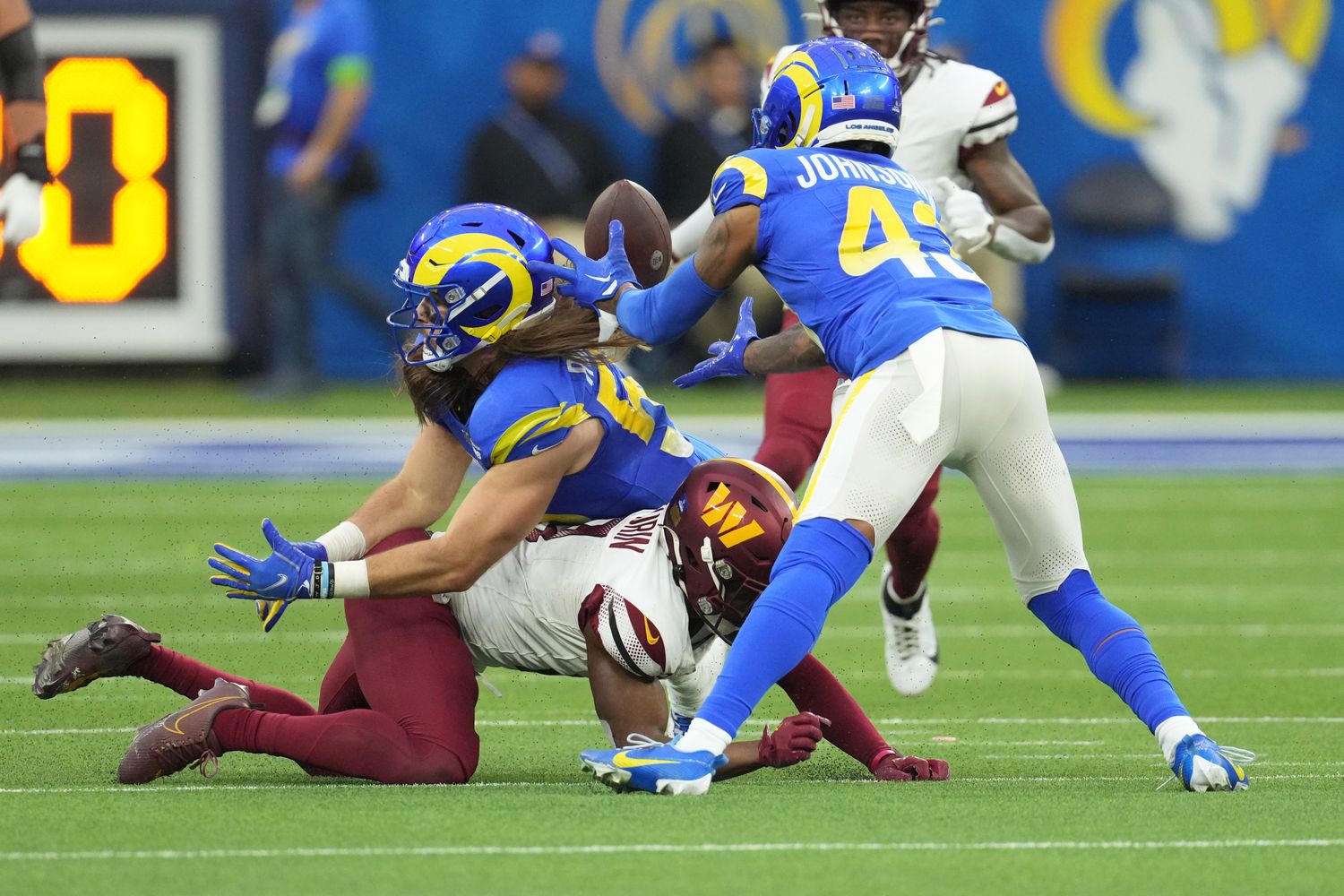 Washington Commanders commit a turnover against the Los Angeles Rams